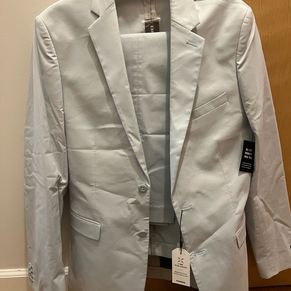Express slim fit powder blue suit